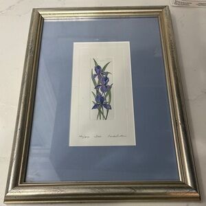 Linda Diane cullers signed numbered print Iris framed matted vintage